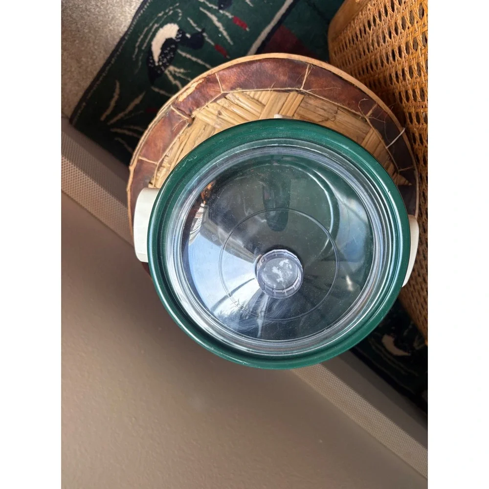 Vintage Rival Crock-Pot Slow Cooker Floral Herb Pattern Green Stoneware 3100/2